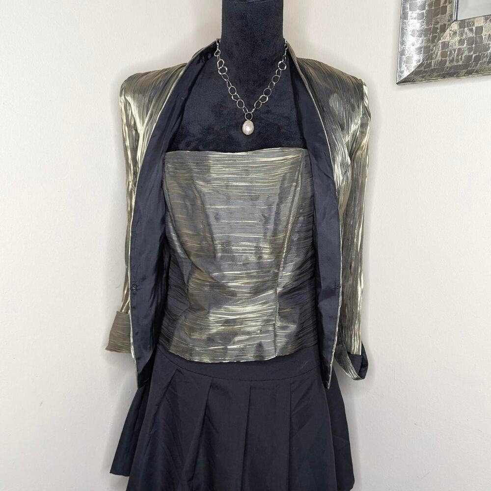Metallic gold crinkle blazer/cami set size 8